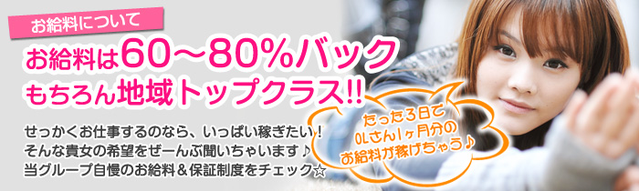 お給料60～80％バック